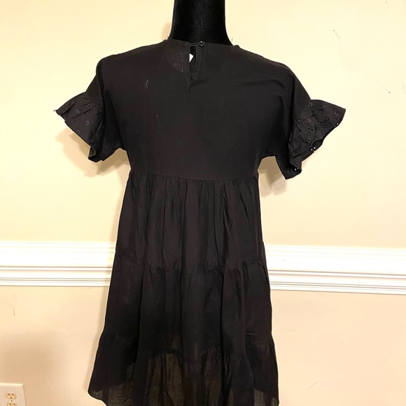Pretty Little Thing Womens Black Broderie Anglaise Smock Dress Size UK 6 EUR 34 - Picture 4 of 16